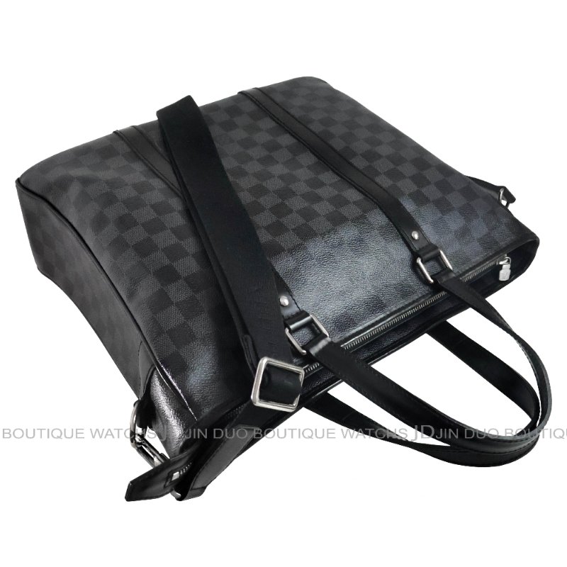 金鐸精品~2475 LOUIS VUUTTON LV 路易威登 N41259 Tadao PM中型黑灰色棋盤格紋 手提側肩背托特包 公事包-4