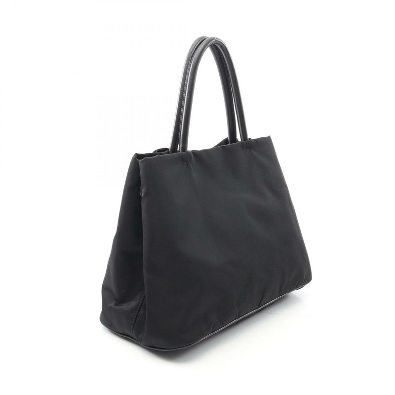 PRADA 絲帶單肩斜背包 尼龍皮革 黑色 二手 女士-1