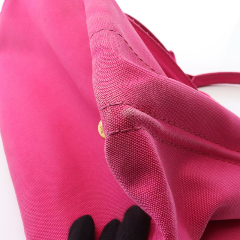 PRADA CANAPA 單肩托特包 BN2642 帆布 粉紅 二手 女款-5