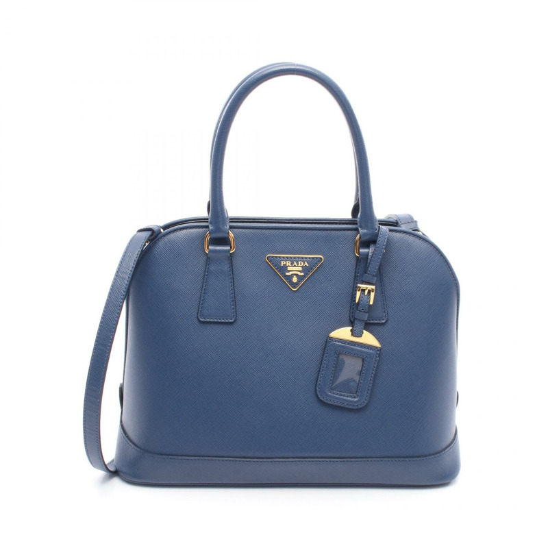 PRADA SAFFIANO LUX 單肩手提包 BN2567 Saffiano 皮革藍色二手女式-0