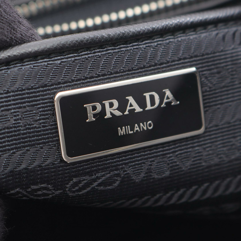 PRADA TESSUTO IMPUNTU 單肩手提包尼龍 Saffiano 皮革黑色二手女式-3