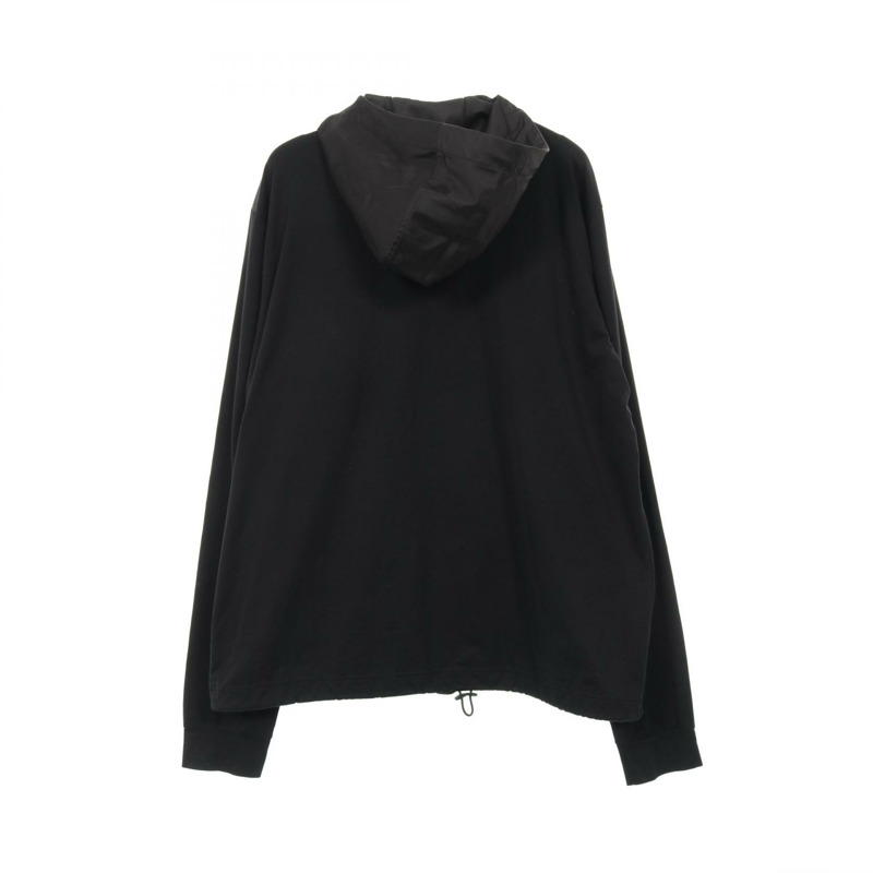 PRADA UJL150 棉尼龍混紡黑色連帽衫，二手男款 XL 碼-1