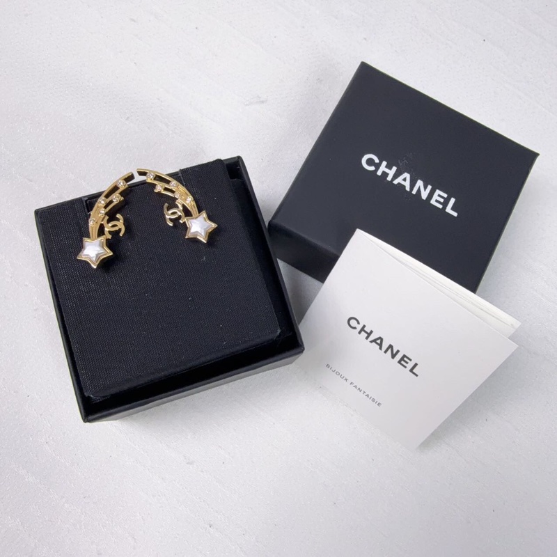 閒置chanel香奈兒24c新款流星雙c logo耳釘 耳骨夾 絕美啊  彤 尺寸:2.5×1cm-0