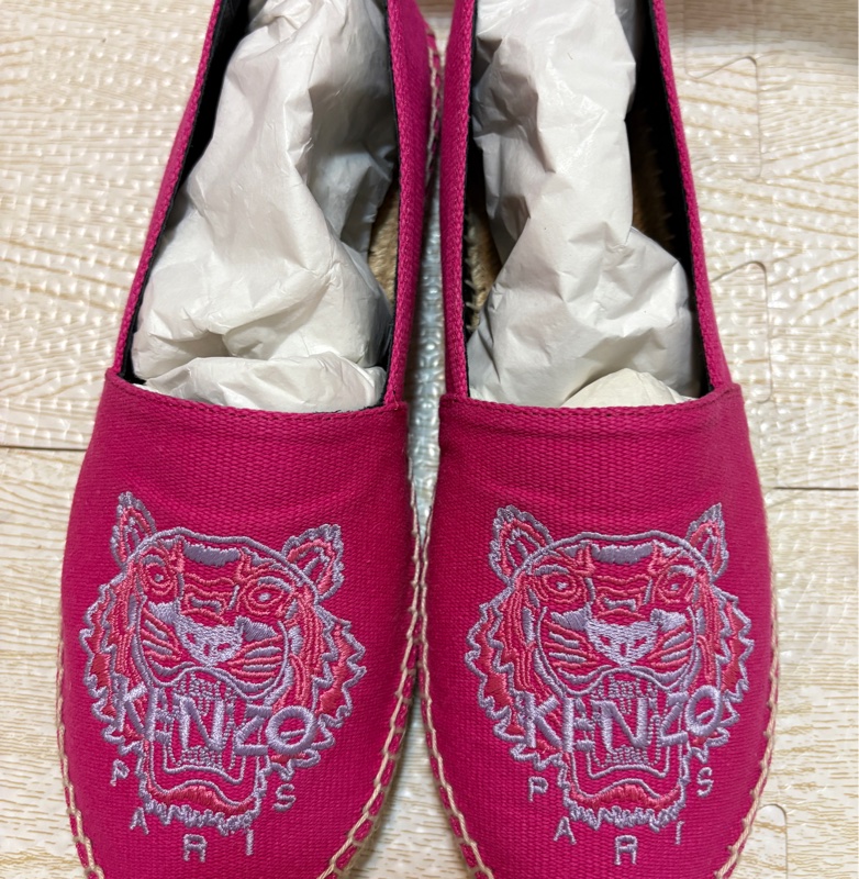 KENZO 草編鞋 39號桃紅色-0