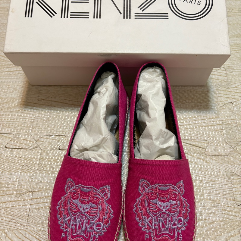 KENZO 草編鞋 39號桃紅色-1