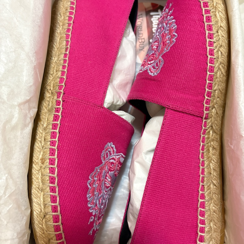 KENZO 草編鞋 39號桃紅色-7