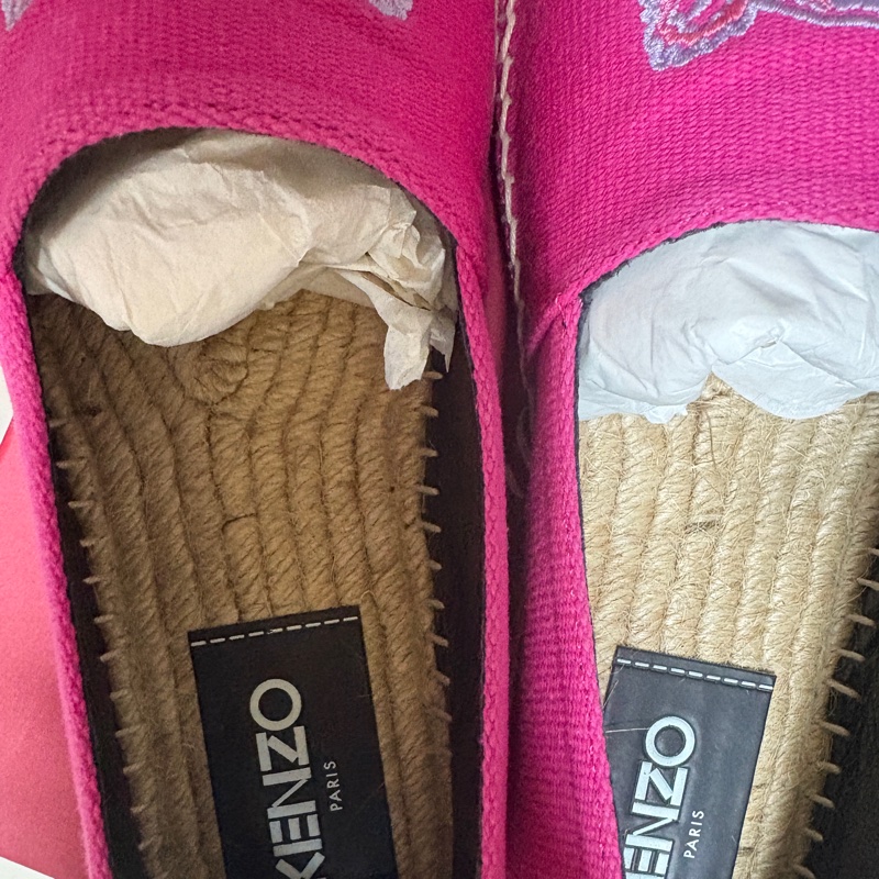 KENZO 草編鞋 39號桃紅色-8