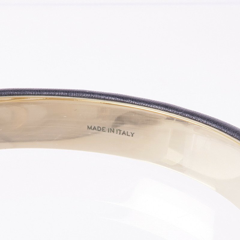 BVLGARI 皮革/金屬Interlocking Circles Cuff Bracelet手鐲-4