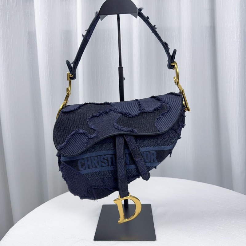 98新Dior/迪奧  限量款  藍色刺繡釘珠寬肩帶-1