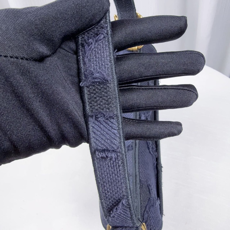 98新Dior/迪奧  限量款  藍色刺繡釘珠寬肩帶-3