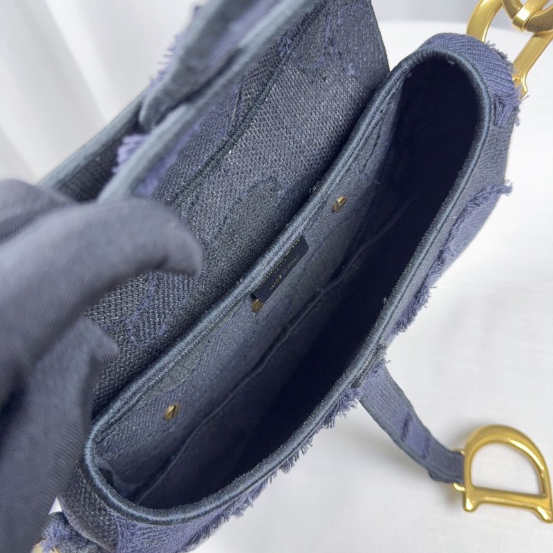 98新Dior/迪奧  限量款  藍色刺繡釘珠寬肩帶-4