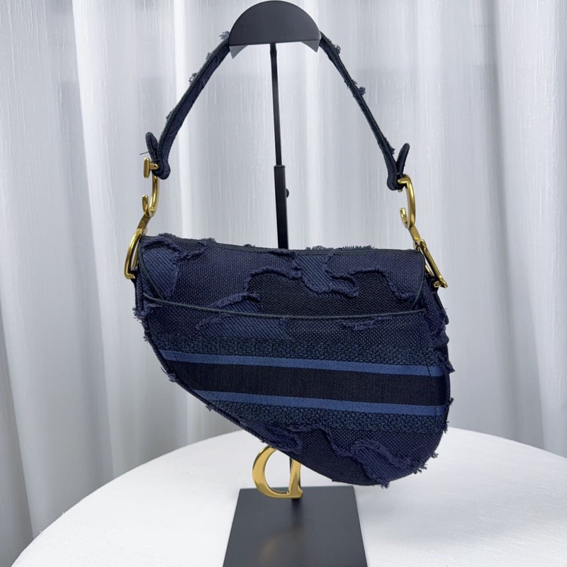 98新Dior/迪奧  限量款  藍色刺繡釘珠寬肩帶-6