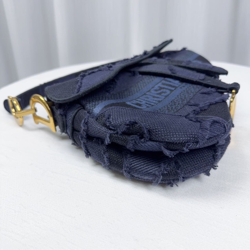 98新Dior/迪奧  限量款  藍色刺繡釘珠寬肩帶-7