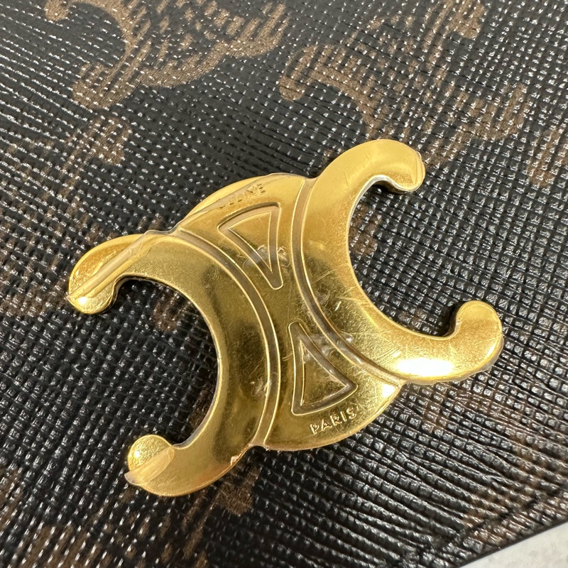 Celine 10k622 老花金釦凱旋門短夾-12