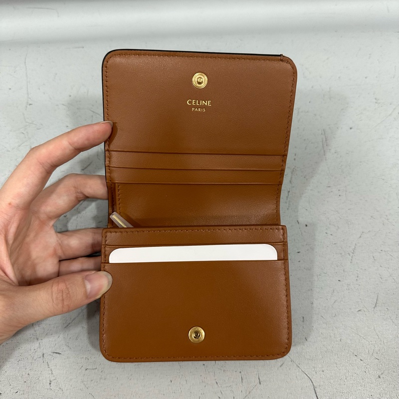 Celine 10k622 老花金釦凱旋門短夾-13