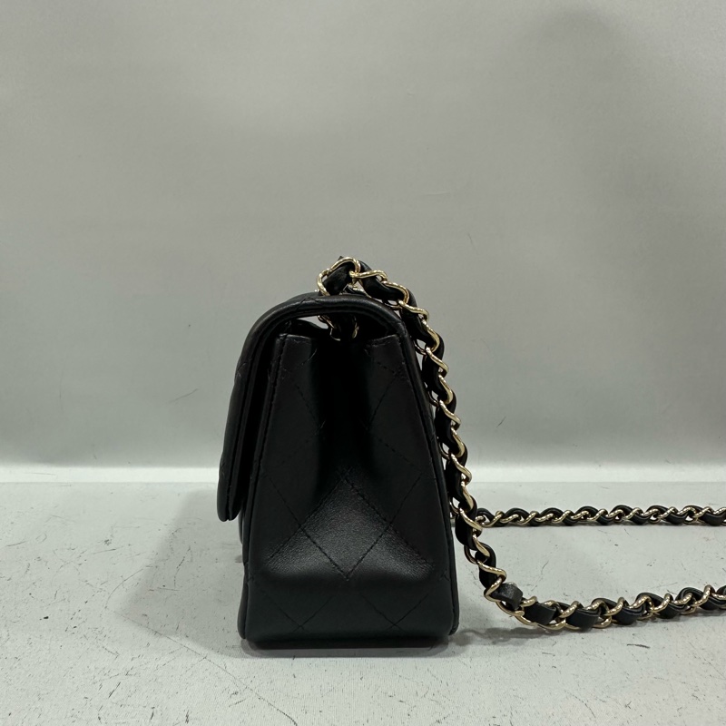 Chanel A35200 黑羊皮金釦方胖子 mini coco 17-1