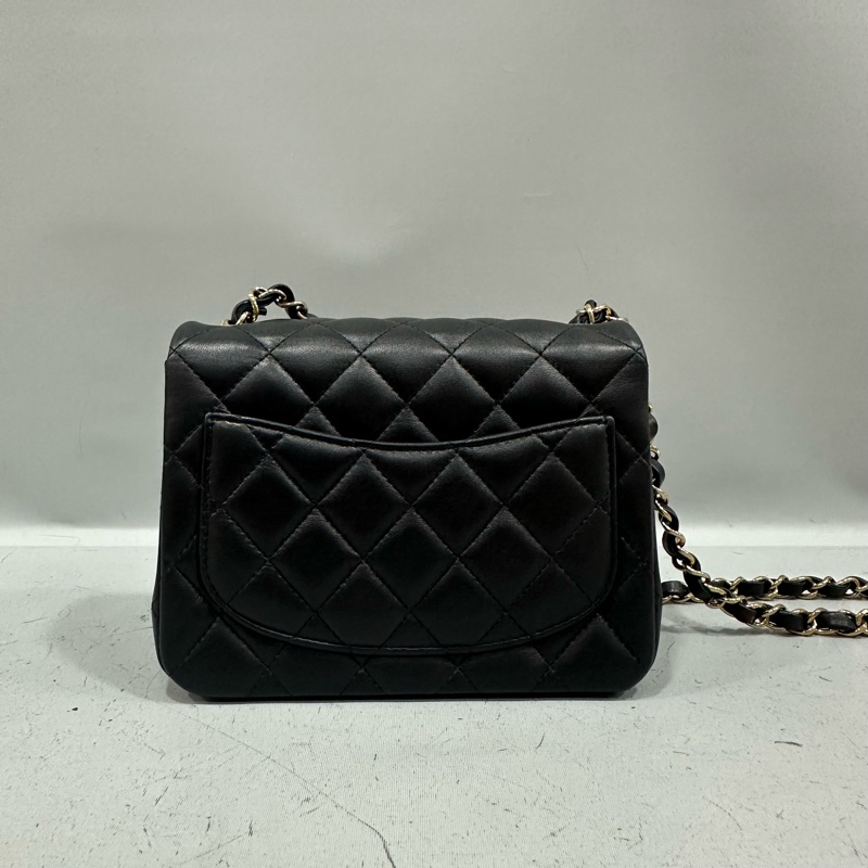 Chanel A35200 黑羊皮金釦方胖子 mini coco 17-2