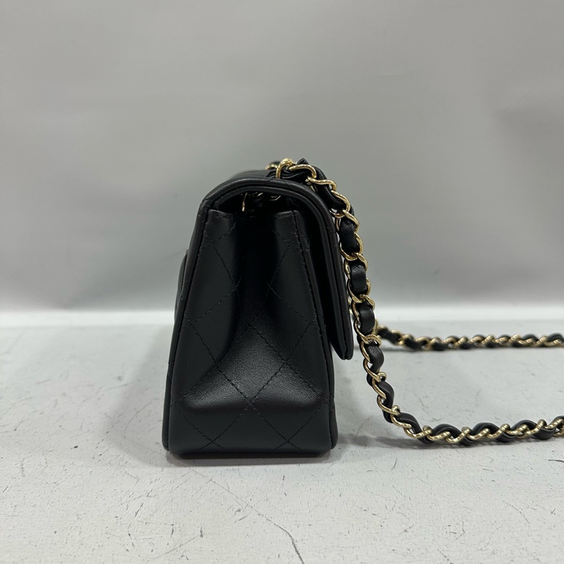 Chanel A35200 黑羊皮金釦方胖子 mini coco 17-3
