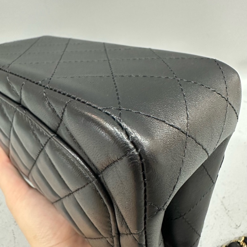 Chanel A35200 黑羊皮金釦方胖子 mini coco 17-7