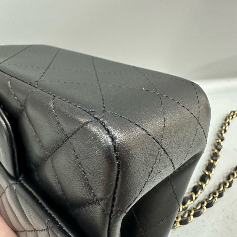 Chanel A35200 黑羊皮金釦方胖子 mini coco 17-9