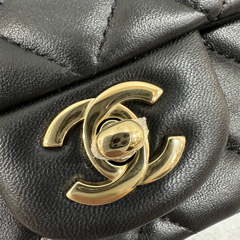 Chanel A35200 黑羊皮金釦方胖子 mini coco 17-10