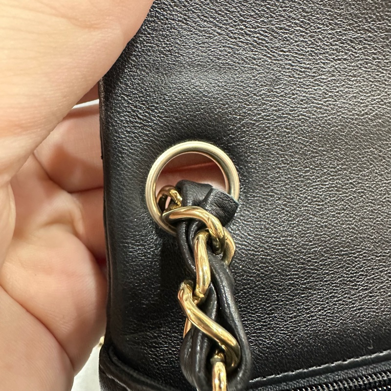 Chanel A35200 黑羊皮金釦方胖子 mini coco 17-18