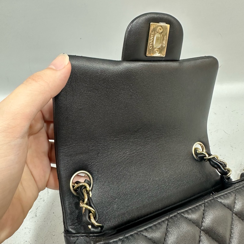 Chanel A35200 黑羊皮金釦方胖子 mini coco 17-20