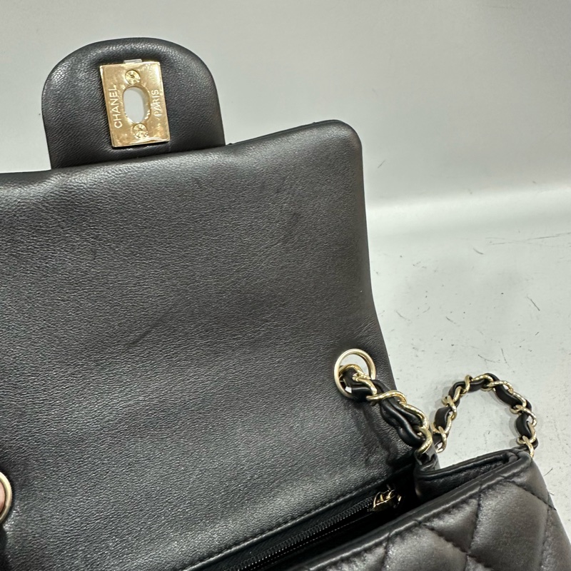 Chanel A35200 黑羊皮金釦方胖子 mini coco 17-21