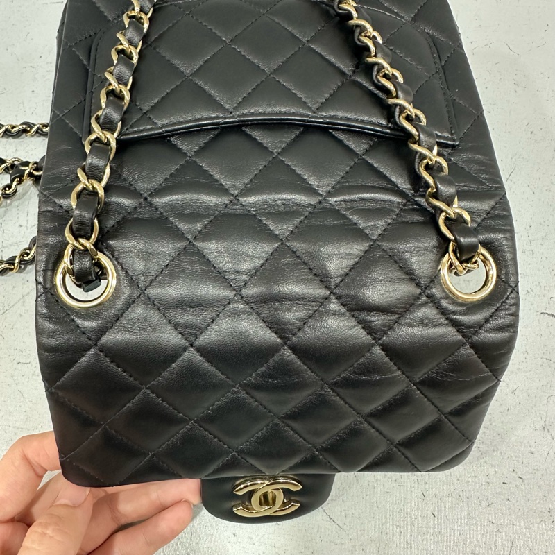 Chanel A35200 黑羊皮金釦方胖子 mini coco 17-36