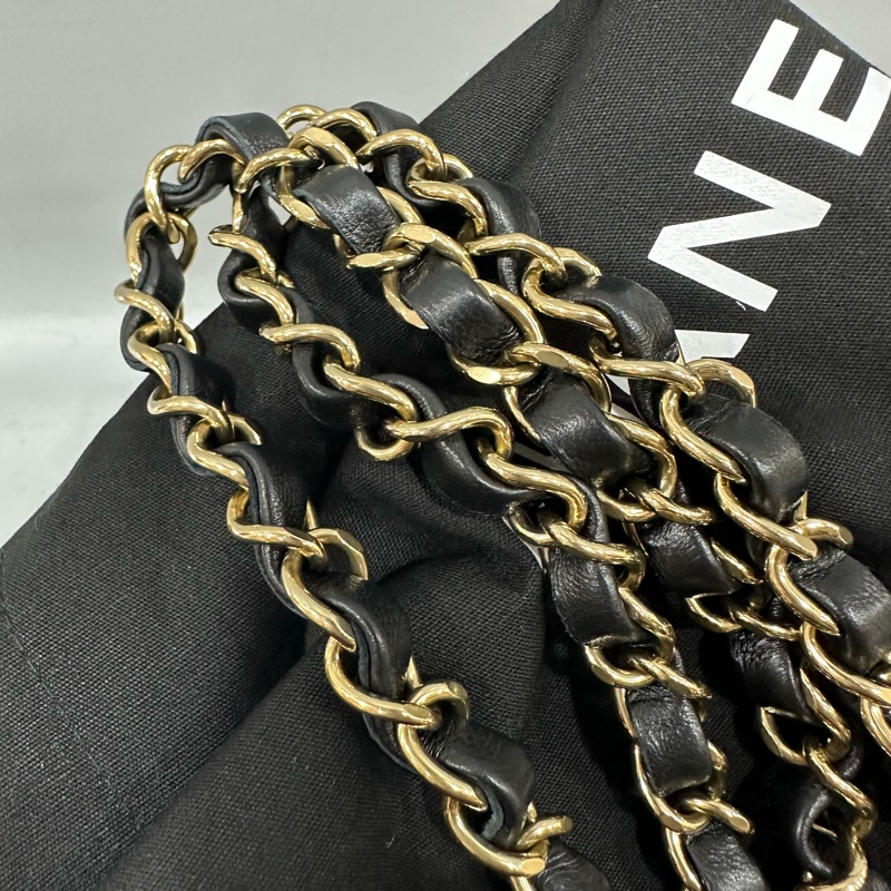 Chanel A35200 黑羊皮金釦方胖子 mini coco 17-39