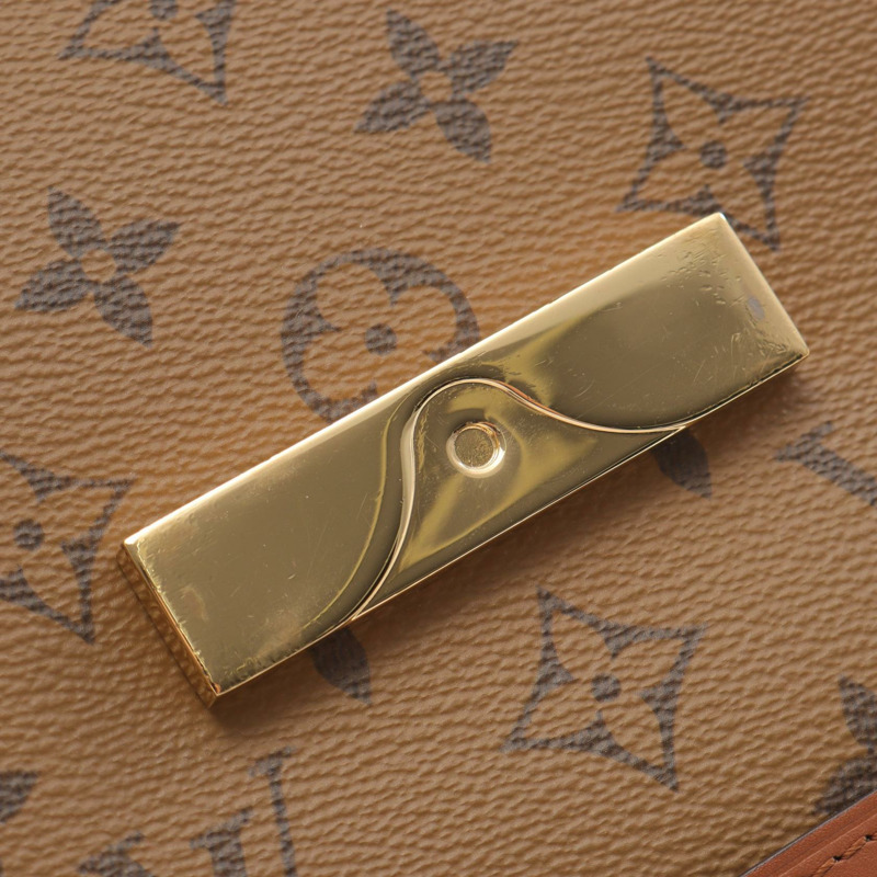 LOUIS VUITTON Dauphine MM 鏈條單肩包 M44391 字母反轉帆布 二手-8