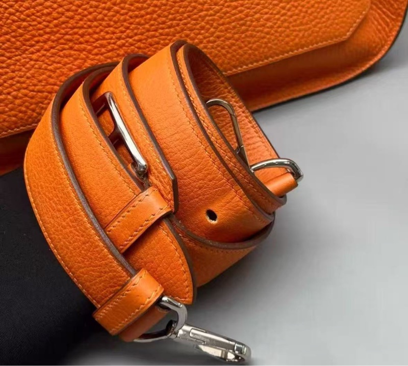 HERMES Jypsiere 火焰橙9J銀扣肩背斜背包 28*12*21 98新配件塵袋-3