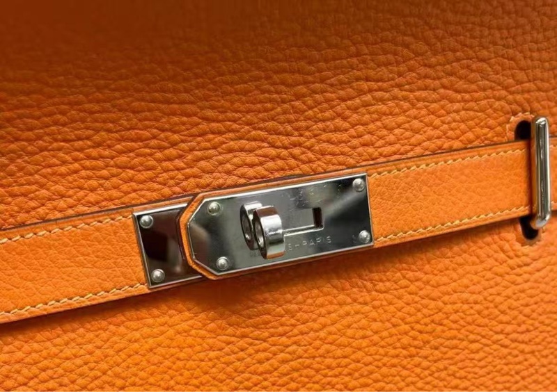 HERMES Jypsiere 火焰橙9J銀扣肩背斜背包 28*12*21 98新配件塵袋-6
