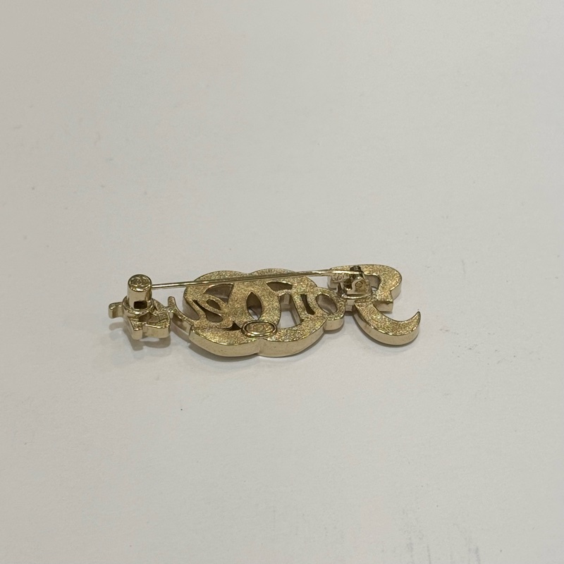 CHANEL金色FOREVER水鑽雙C胸針-3