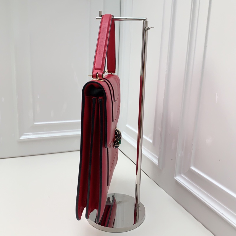 98新寶格麗BVLGARI玫粉色蛇頭包 皮質觸感光滑-8