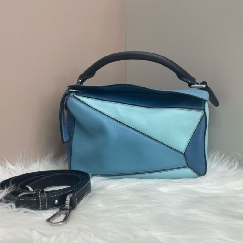 羅意威loewe幾何包puzzle小號 藍拼色 經典小牛皮 肩背包 斜背包-0