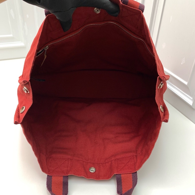 95新Hermes愛馬仕中古 帆布公文包 紅色亮眼-4