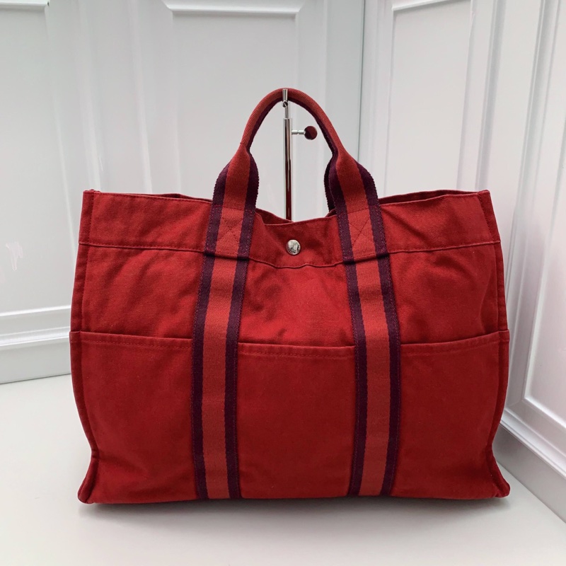 95新Hermes愛馬仕中古 帆布公文包 紅色亮眼-6