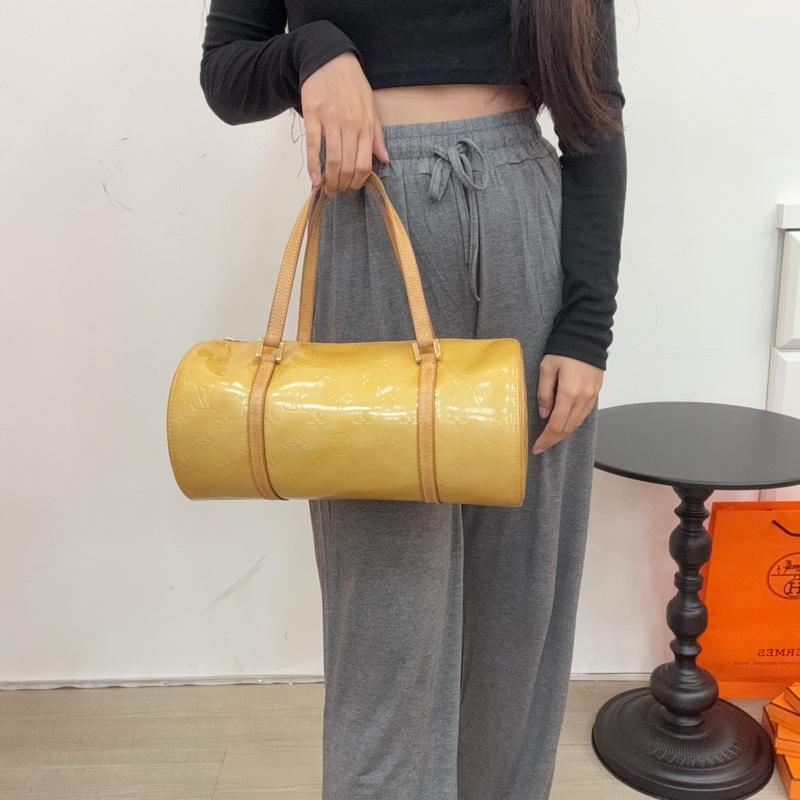 Louis Vuitton 黃色漆皮圓筒包-2