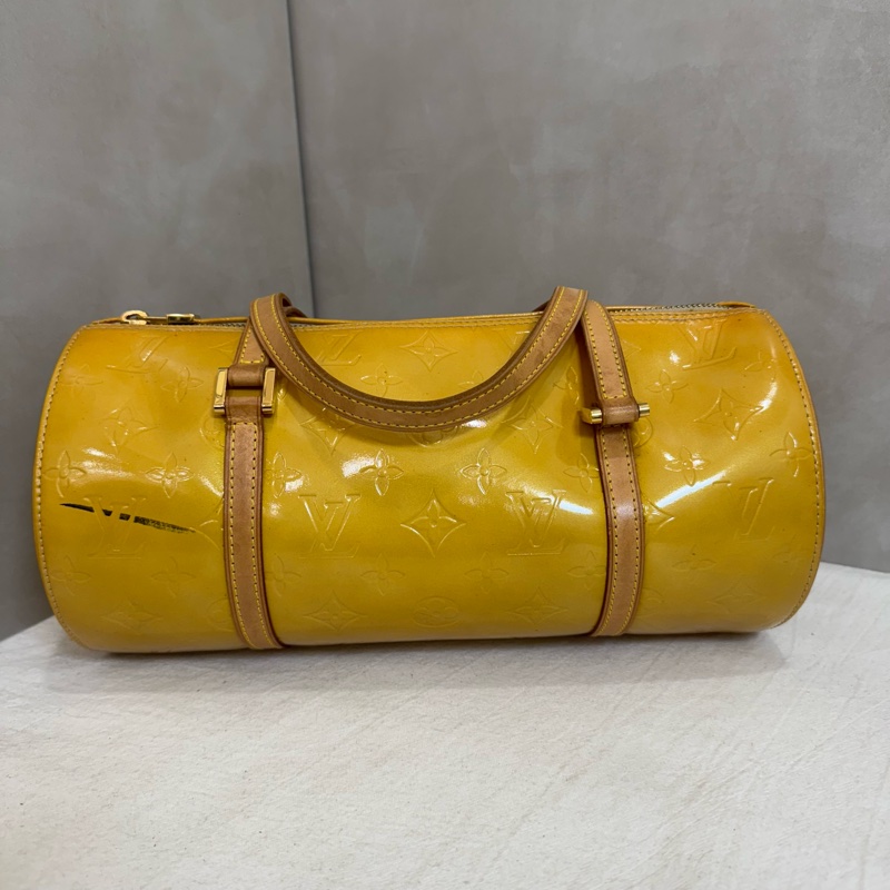 Louis Vuitton 黃色漆皮圓筒包-4