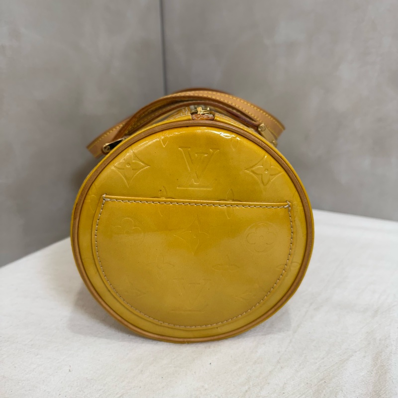 Louis Vuitton 黃色漆皮圓筒包-5