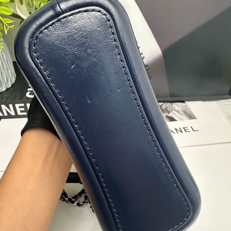 香奈兒/Chanel 香奈兒藍色粗花毛呢編織流浪包 小號 單肩斜挎包 鐳射25開-7