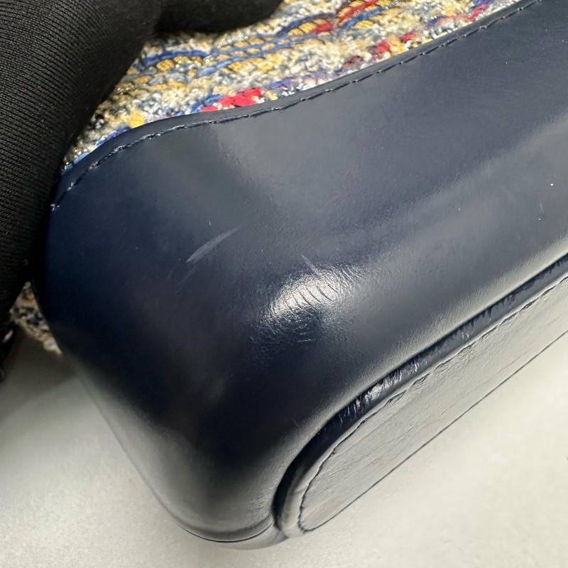 香奈兒/Chanel 香奈兒藍色粗花毛呢編織流浪包 小號 單肩斜挎包 鐳射25開-8