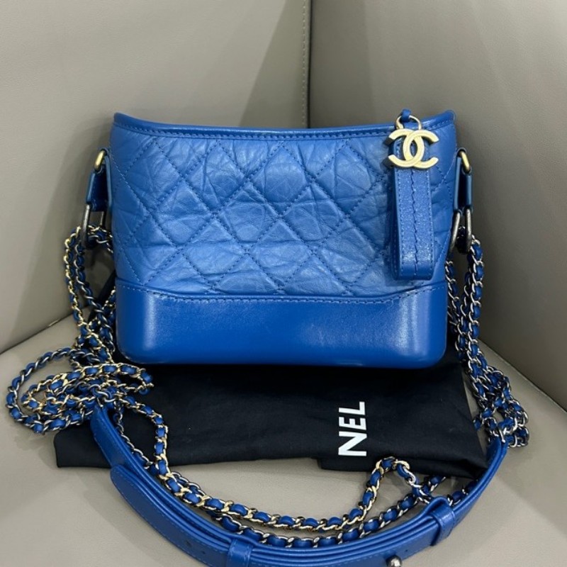 Chanel 藍色 小號 流浪包 肩背包 斜背包 31開-1