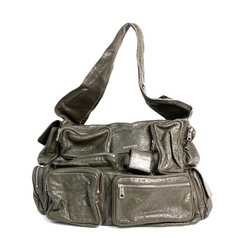 △ Balenciaga 巴黎世家 Grey Green Calfskin Superbusy Large Shoulder Bag 灰綠色小牛皮肩背袋 - 257016654-1