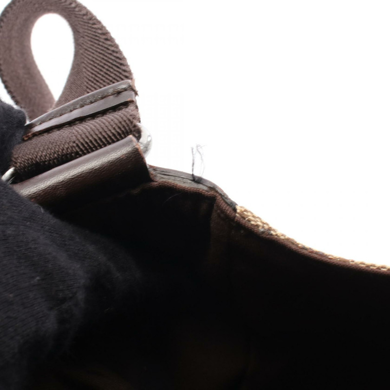 GUCCI GG帆布肩背包 145858 帆布皮革 米色棕色 二手 女士-4