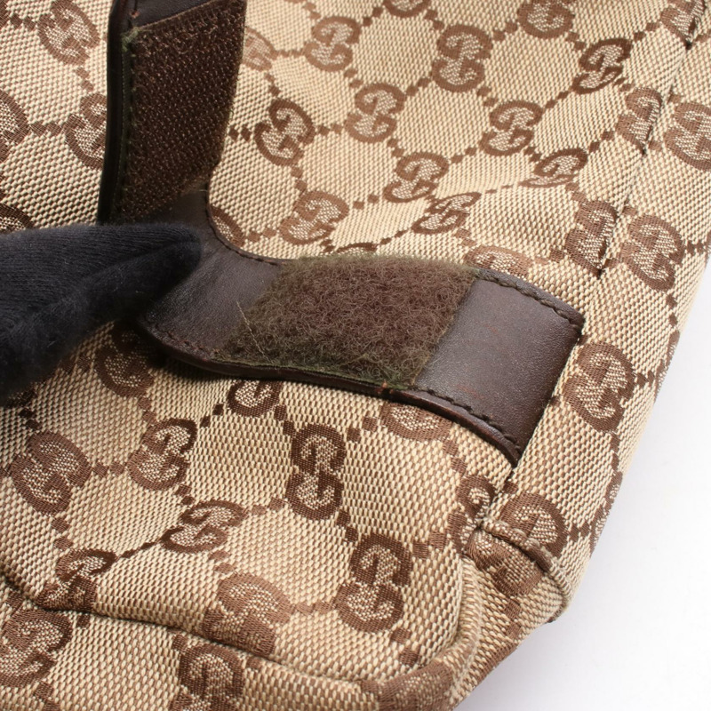 GUCCI GG帆布肩背包 145858 帆布皮革米棕色二手女士-5