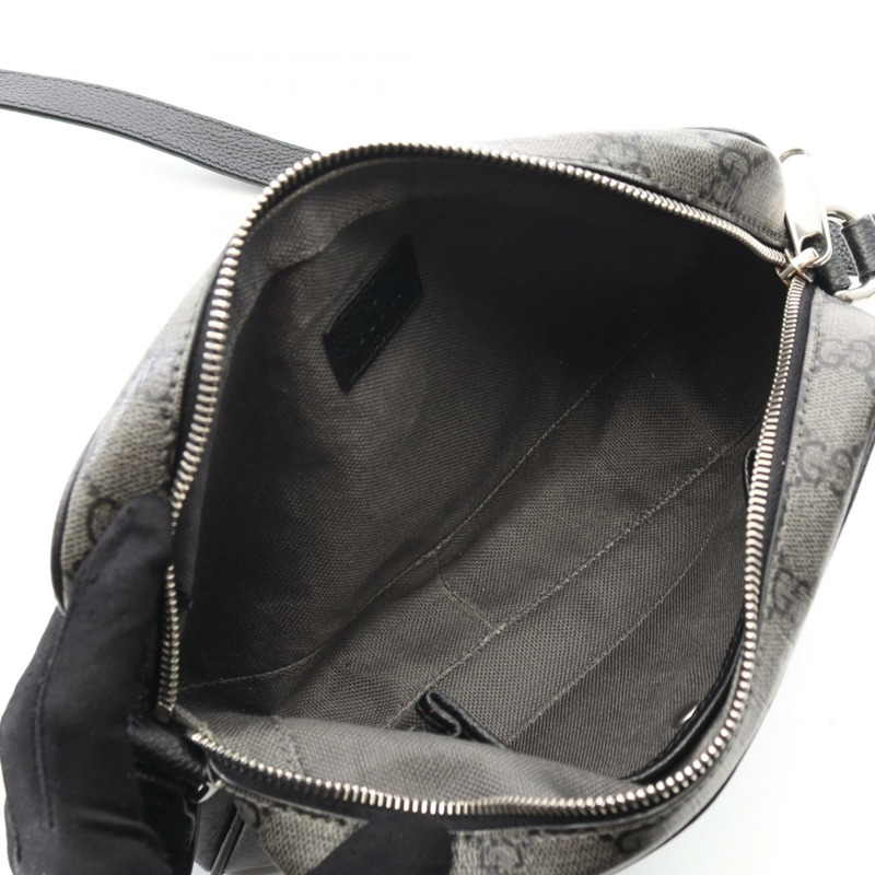 GUCCI GG Supreme 帆布單肩包 768391 帆布皮革灰黑色二手男款-2