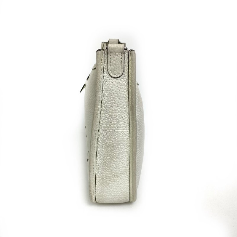 △ Hermes 愛馬仕 Evelyn 16 OU New White Clemence Calfskin Palladium-plated Hardware Cross- body Bag Stamp B 白色顆粒小牛皮銀扣斜背袋 Stamp B -257016763-4