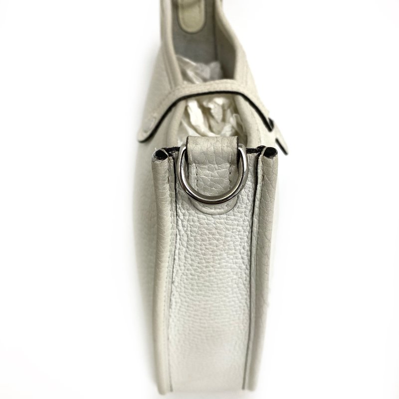 △ Hermes 愛馬仕 Evelyn 16 OU New White Clemence Calfskin Palladium-plated Hardware Cross- body Bag Stamp B 白色顆粒小牛皮銀扣斜背袋 Stamp B -257016763-5